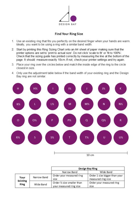 Design Bay ring size guide