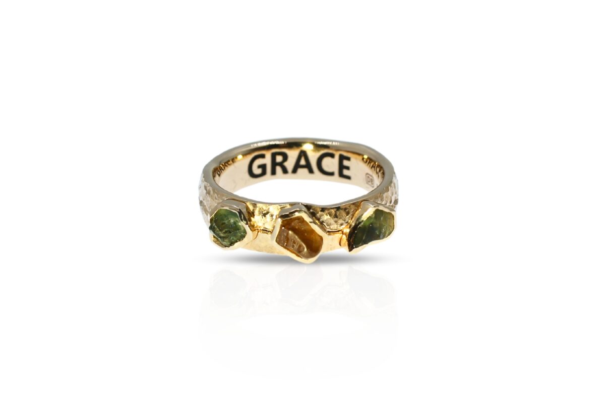 Michelle Mitchell Bespoke Custom Made Inspirational Quote Ring "Grace" Designed by Nadine Naumov at Design Bay Jewellery